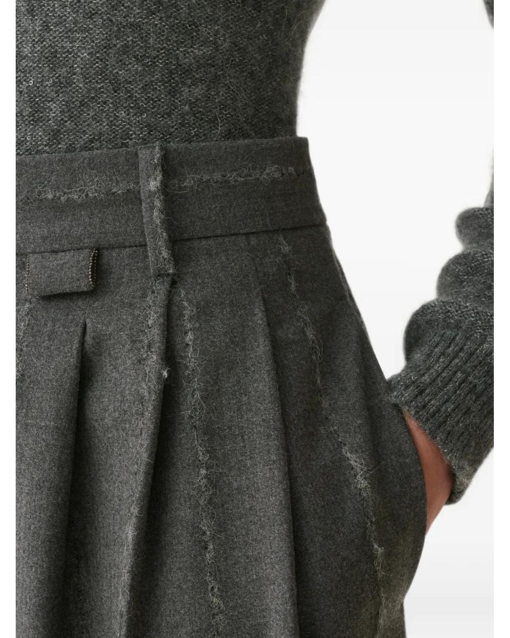 Fabiana Filippi Gray Pinstripe-Pattern Trousers