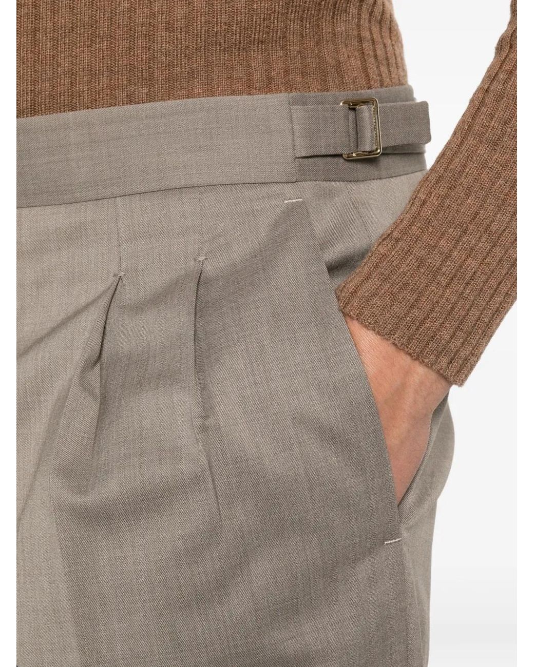 Briglia 1949 Gray Pleated Side-Adjuster Trousers for men