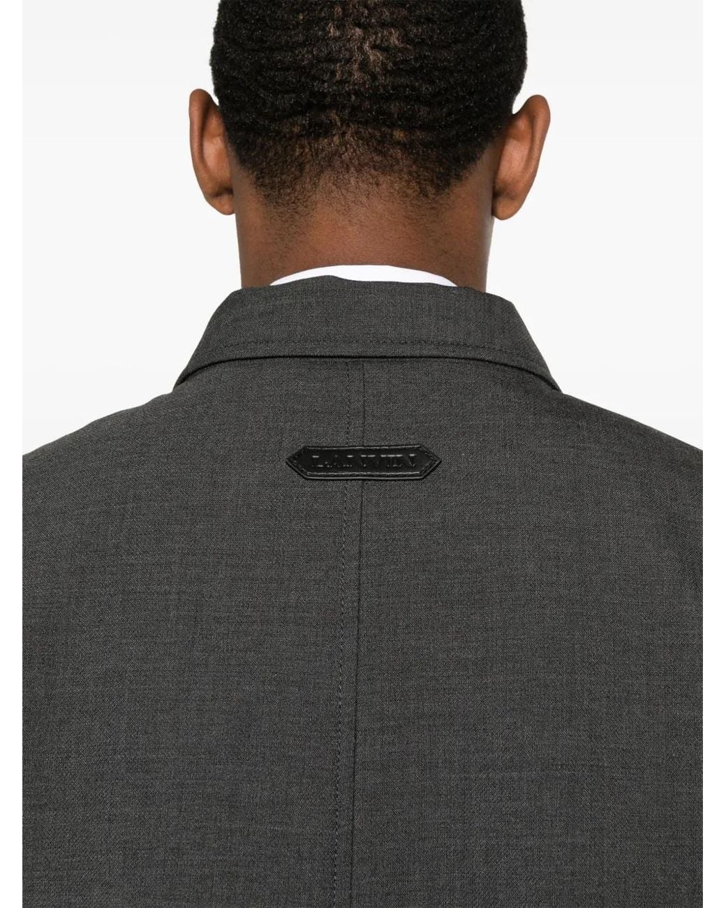 Lanvin Black Zip-Up Wool Jacket for men