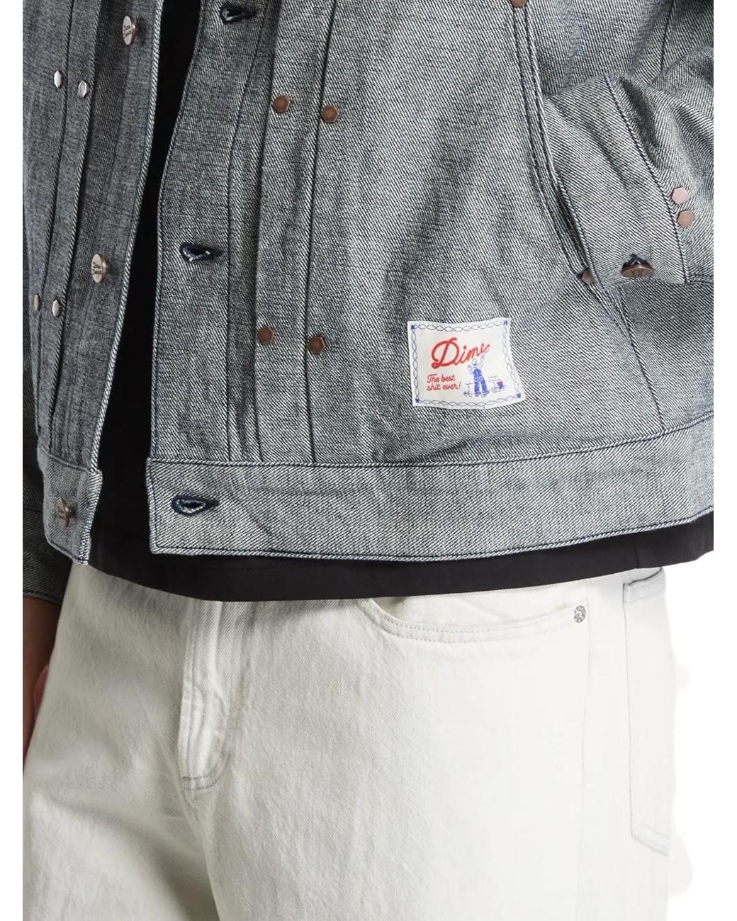 Dime White Pleated Denim Jacket for men