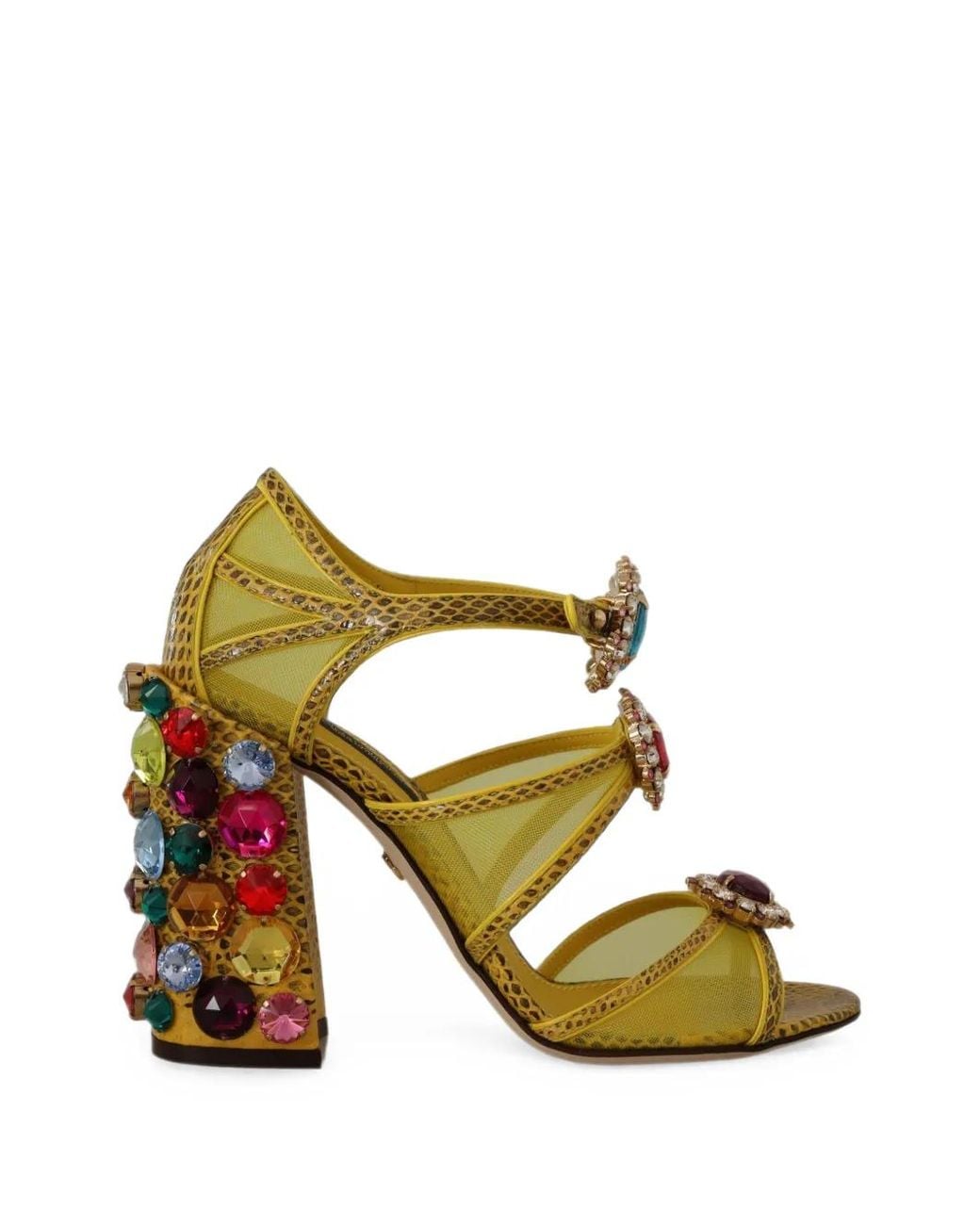 Dolce & Gabbana Metallic Crystal-Embellished Sandals