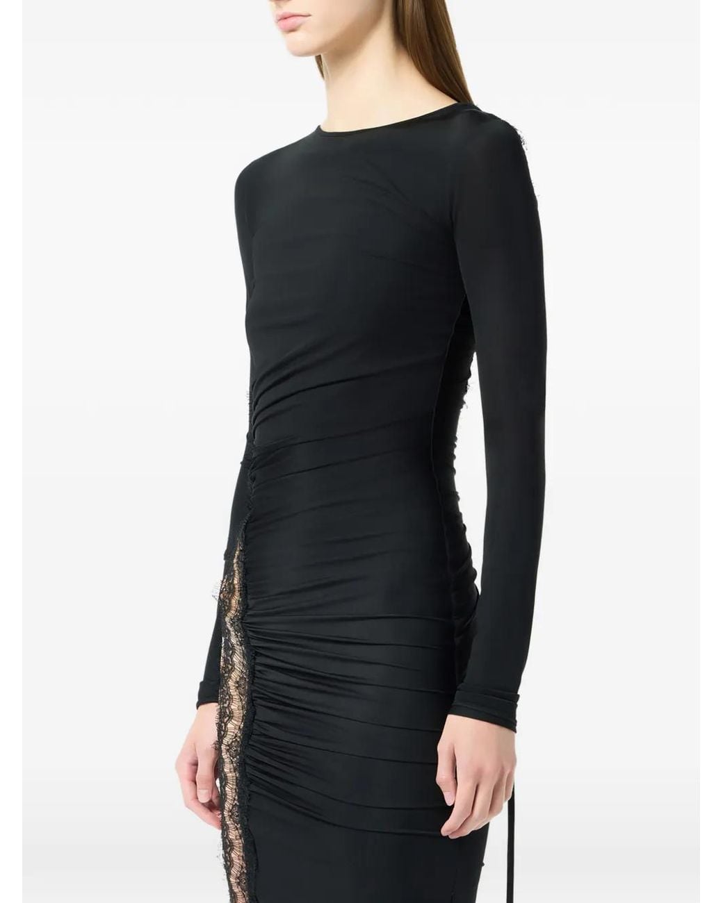 Blumarine Black Lace-insert Midi Dress