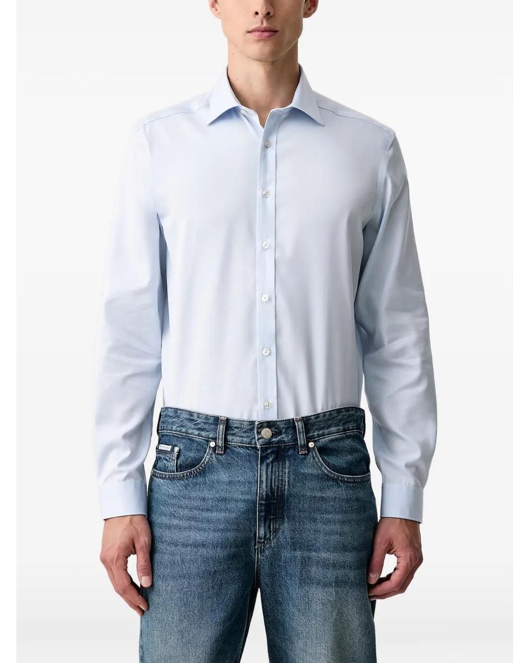Lindbergh Blue Long-Sleeve Shirt for men