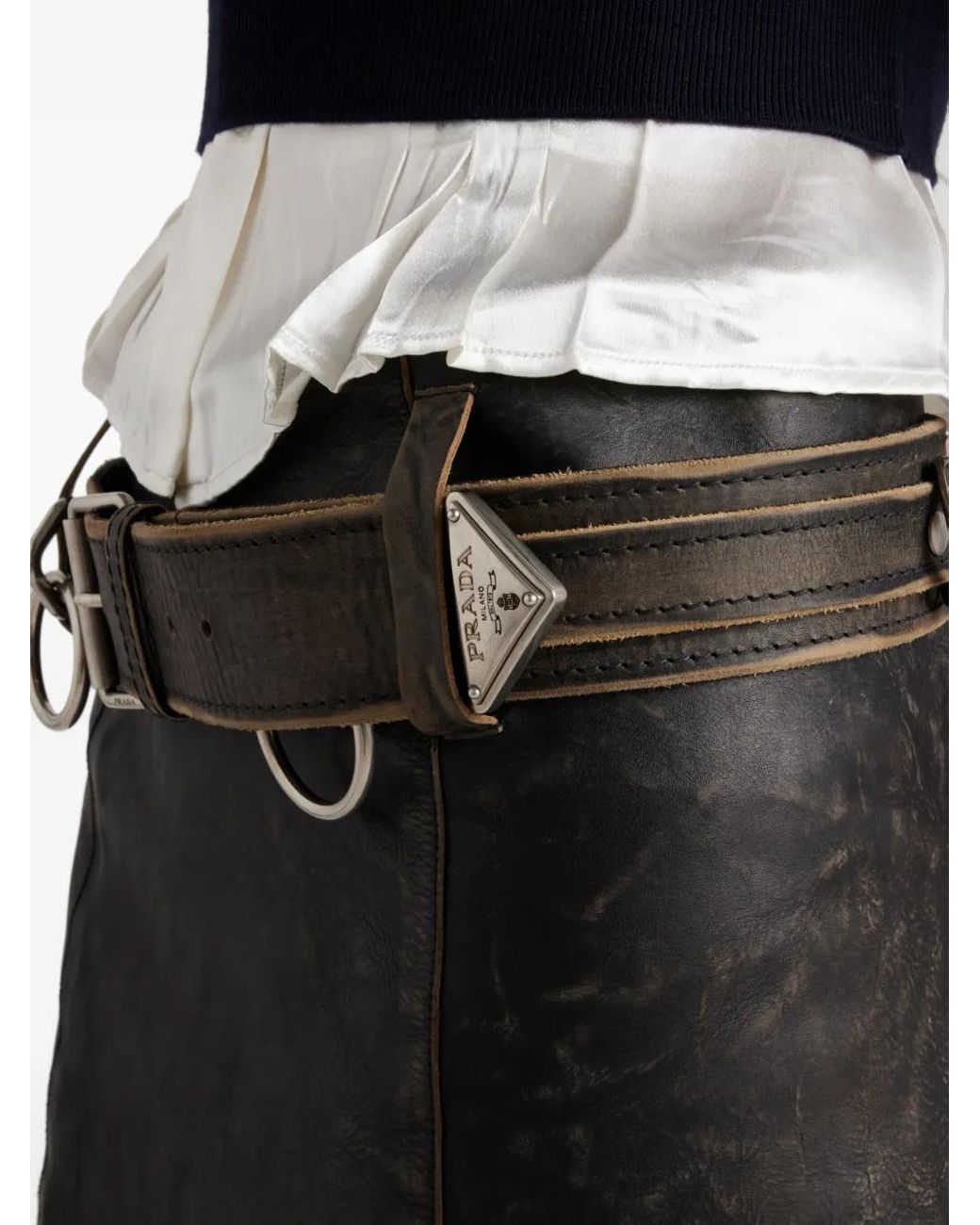 Prada Black Leather Mini Skirt