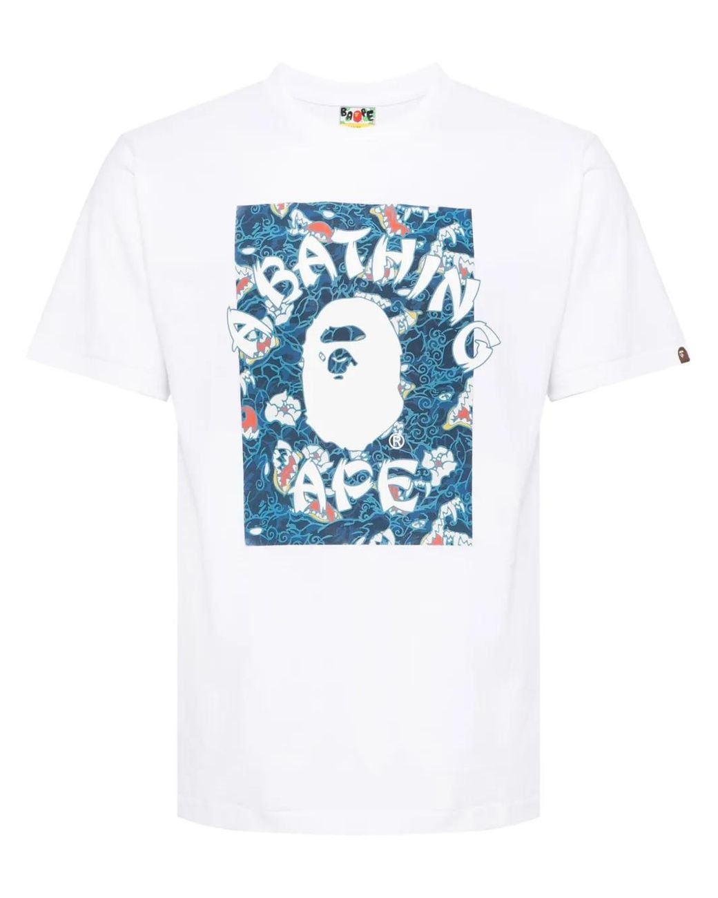 A Bathing Ape Blue Japanese Tattoo Camo On College Tee for men
