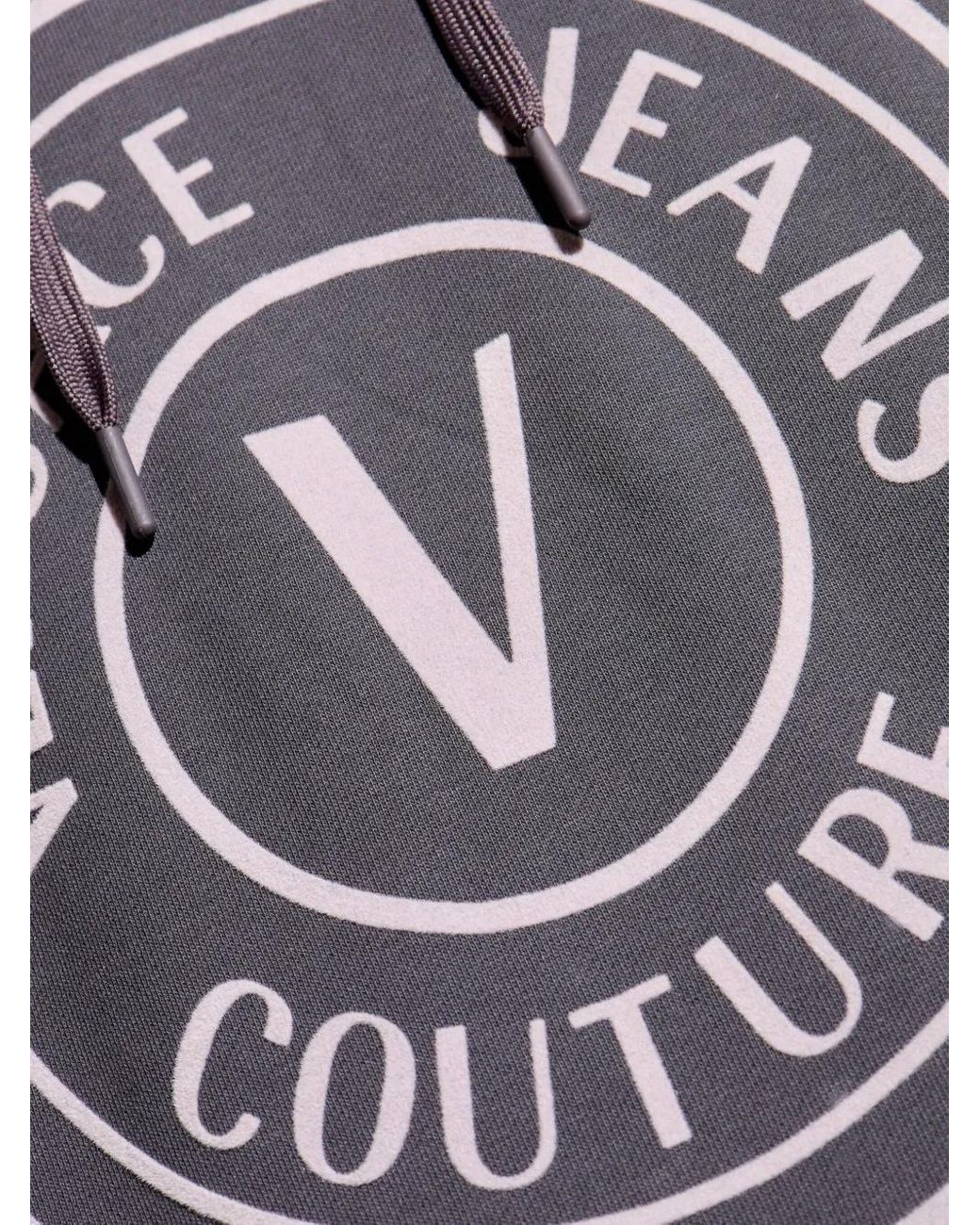 Versace Jeans Couture Gray Logo-Embellished Hoodie for men
