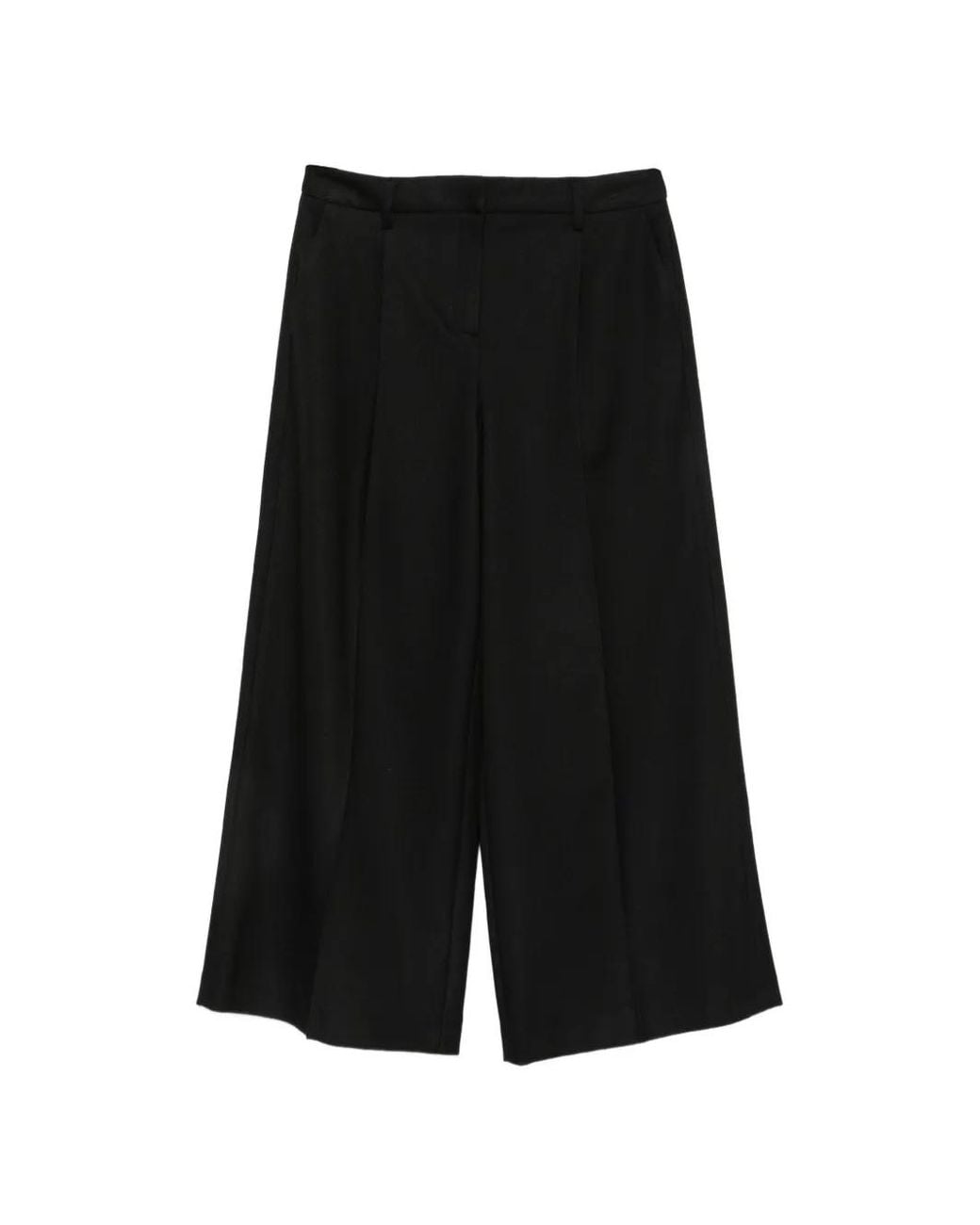 MAISON 123 Black Pressed-Crease Wide-Leg Trousers