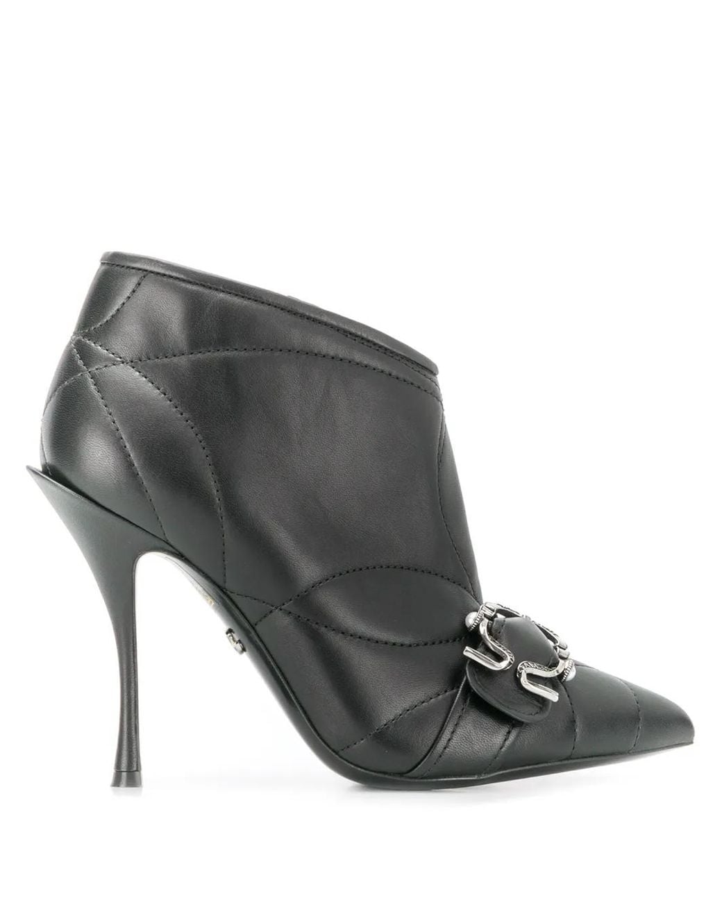 Dolce & Gabbana Black Quilted Buckled Leather Booties
