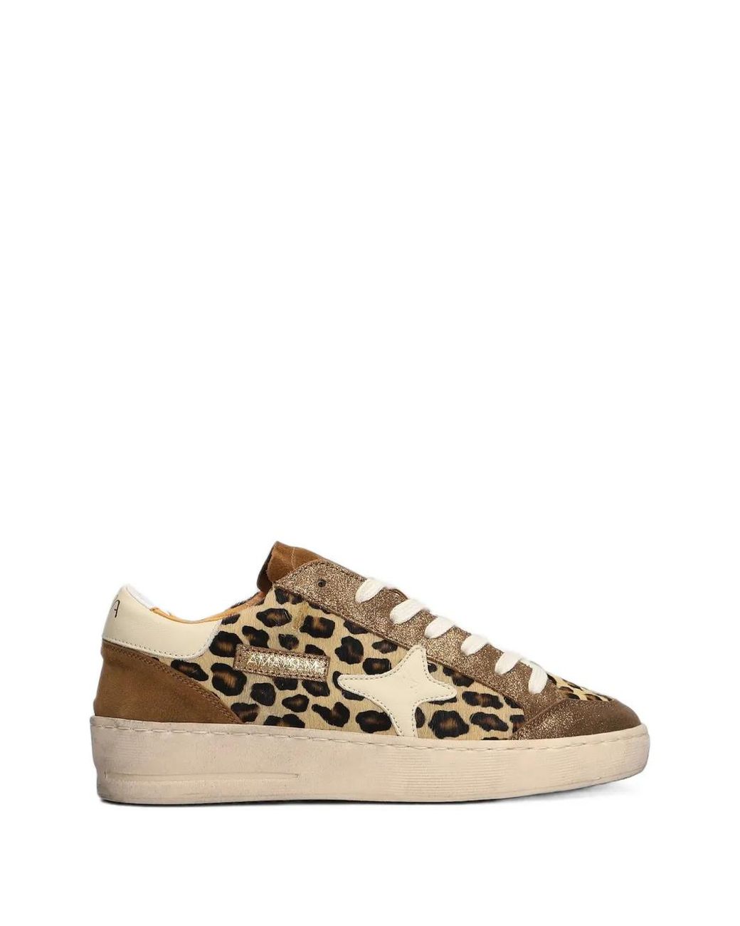 AMA BRAND Brown Leopard-Print Glitter Sneakers