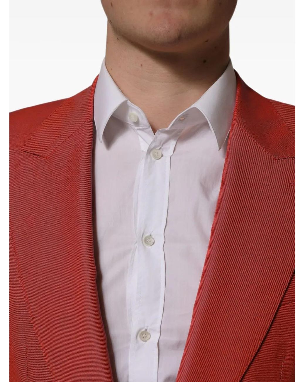 Dolce & Gabbana Red Single-Breasted Wool Blazer for men