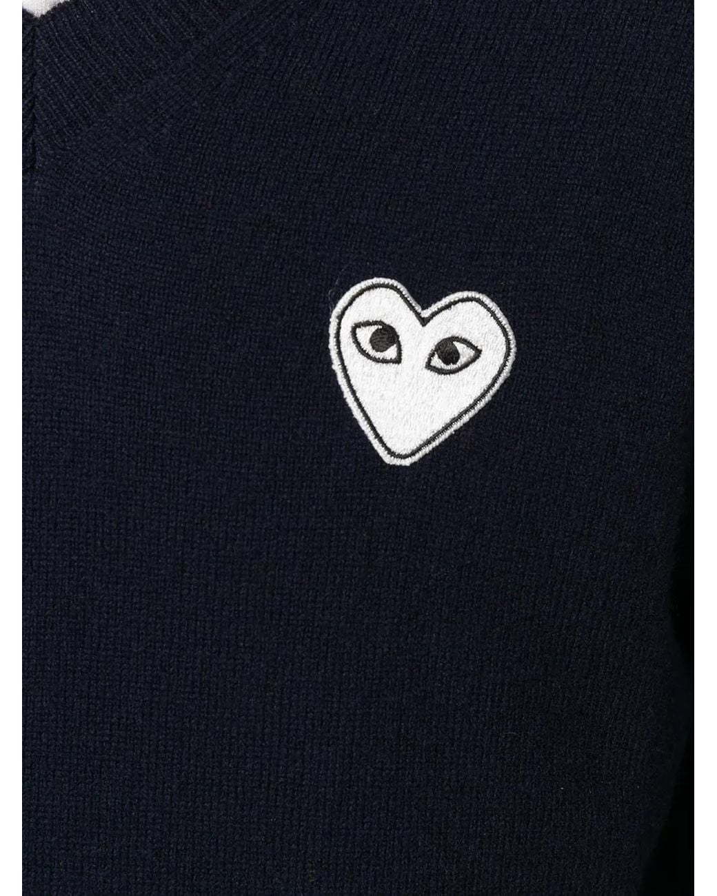 COMME DES GARÇONS PLAY Blue V-Neck Jumper for men