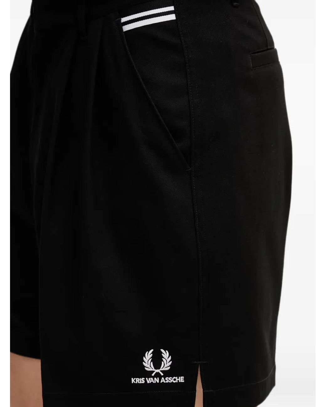 Fred Perry Black Logo-Embroidered Shorts for men