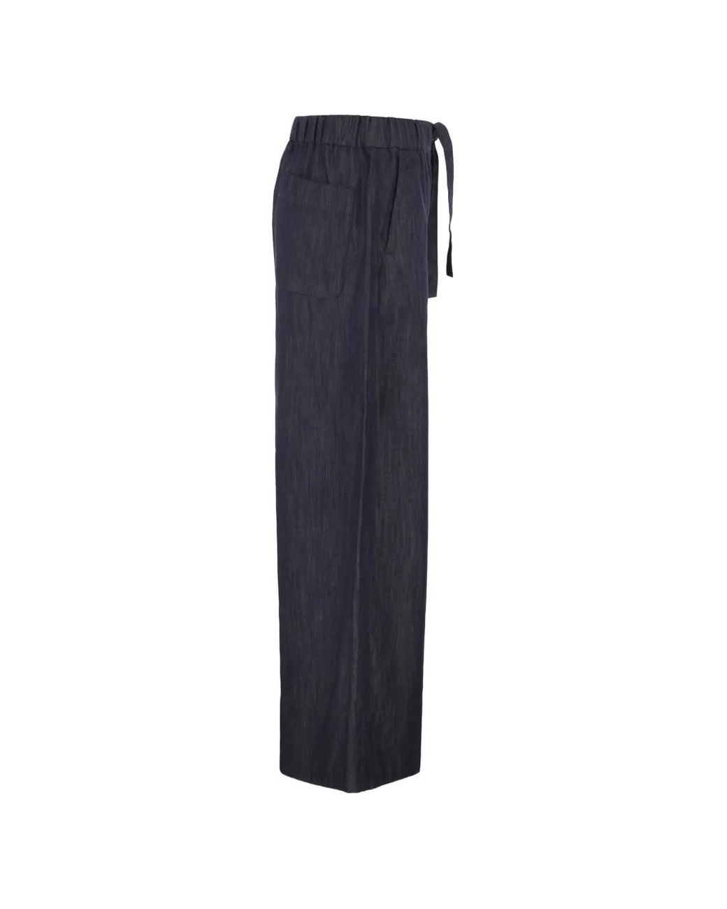 Max Mara Blue Drawstring Wide-Leg Jeans