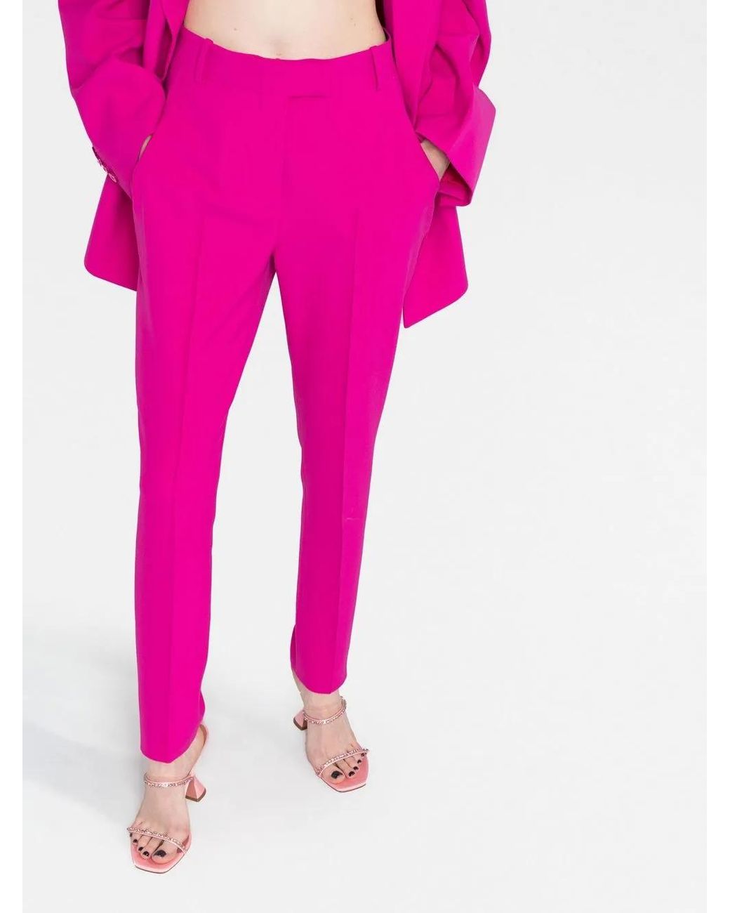 The Attico Pink Berry High-waisted Tailored Trousers