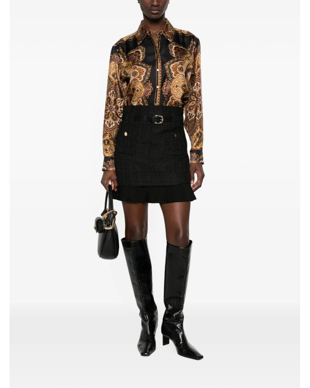 Sandro Black Belted Ruffled Mini Skirt