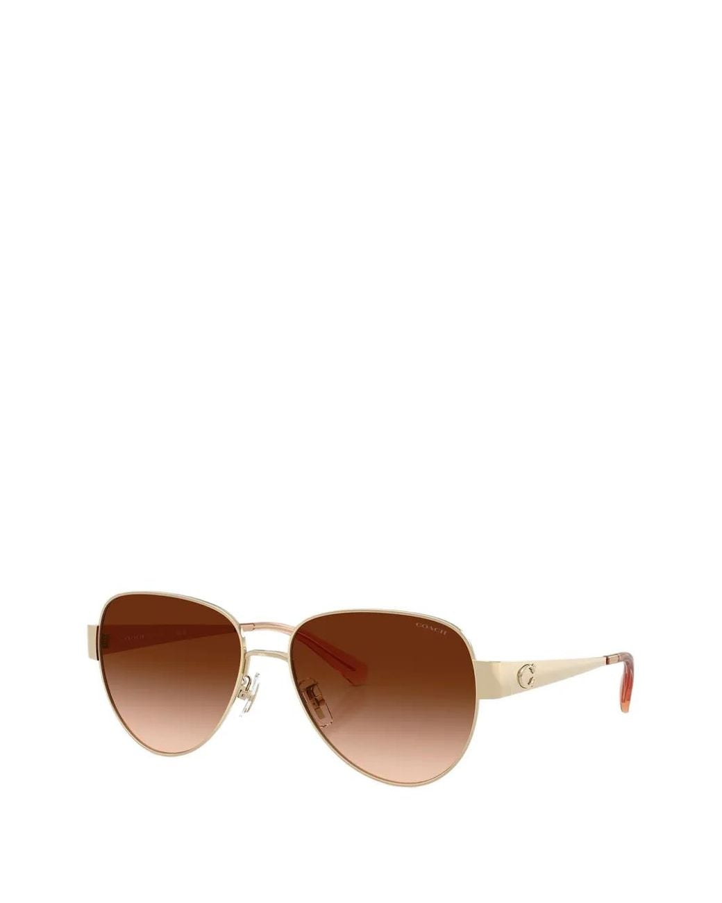 COACH Brown Logo-Plaque Pilot-Frame Sunglasses