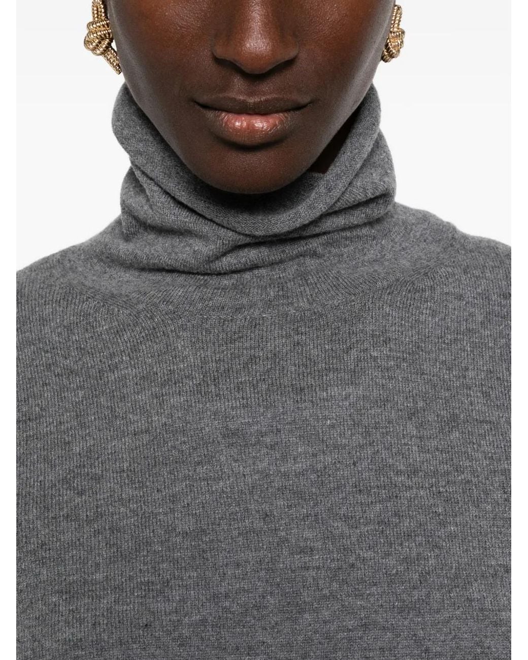 Peserico Gray Roll-Neck Sweater