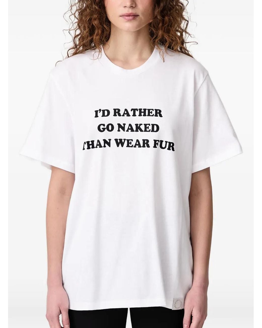Stella McCartney White Rather Go Naked' Slogan T-Shirt