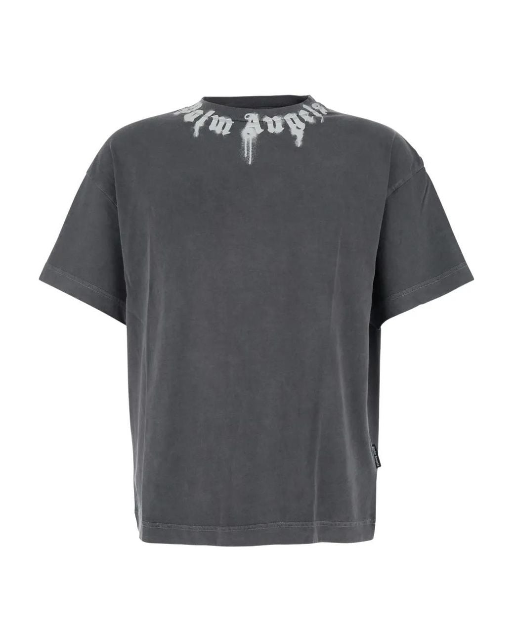 Palm Angels Gray "Neck Logo Regular" Short Sleeves T-Shirt for men