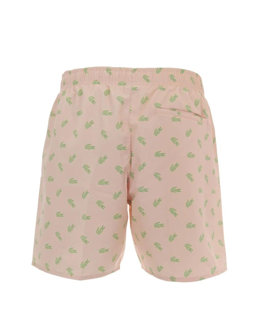 Lacoste Natural Mid Length Crocodile Print Swim Trunks for men
