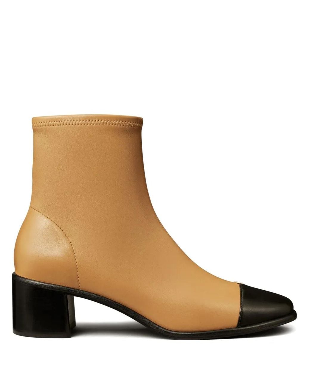 Tory Burch Brown Cap-Toe Low-Heel Ankle Boots