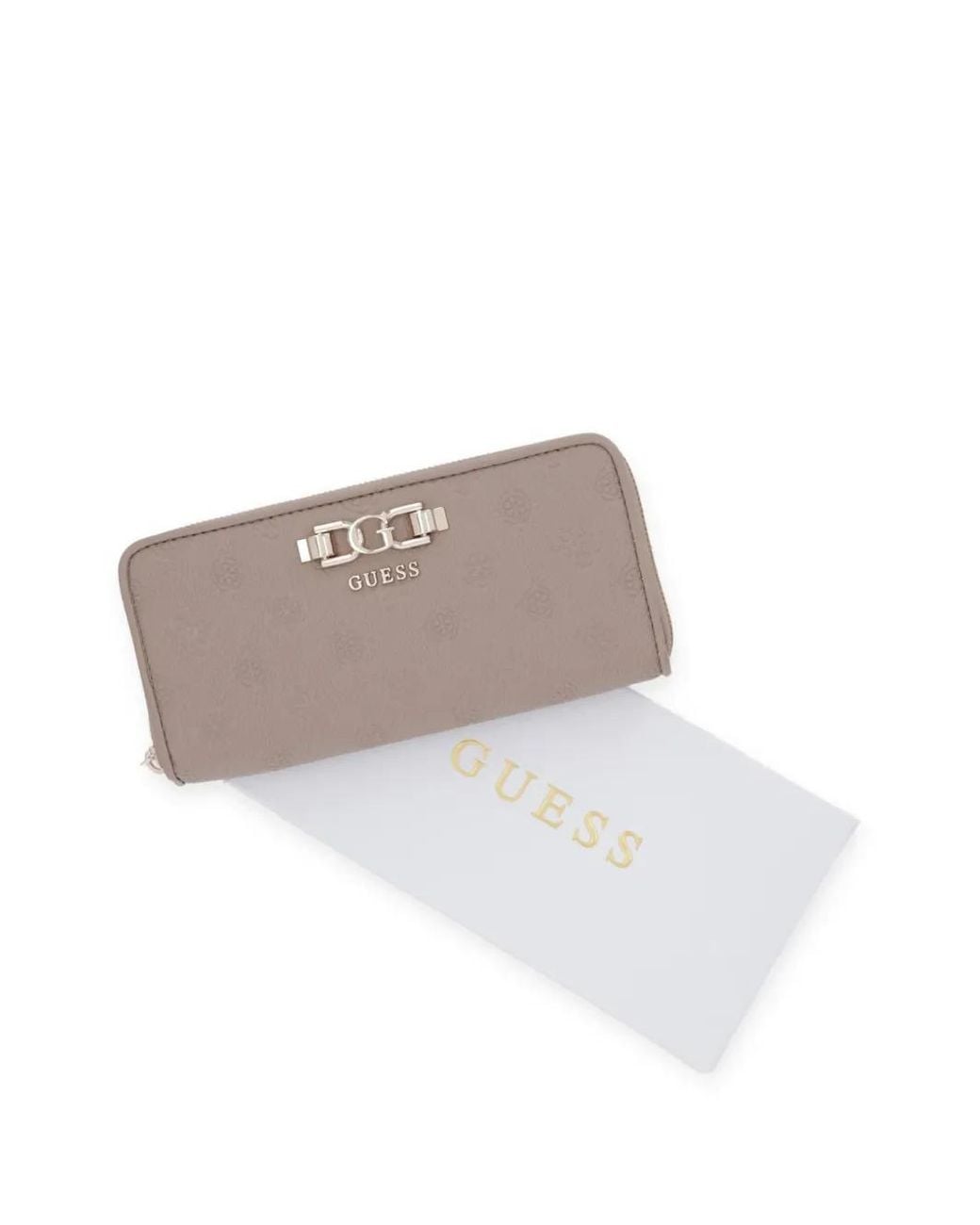 Guess Gray Anise Logo-Embossed Zip-Around Wallet