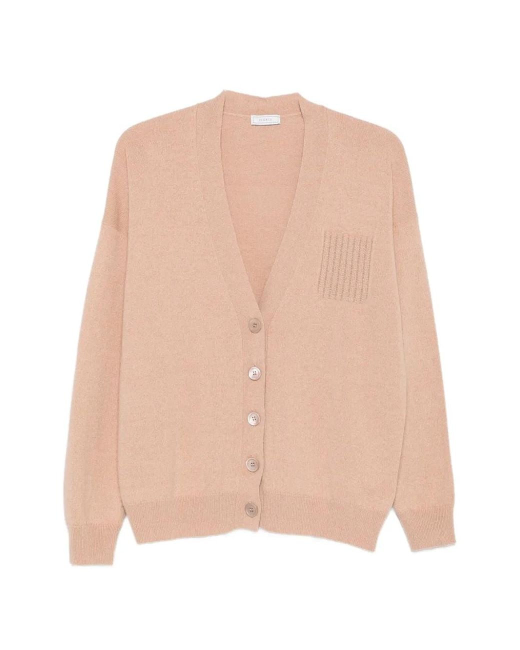 Peserico Natural Beaded-Pocket V-Neck Cardigan