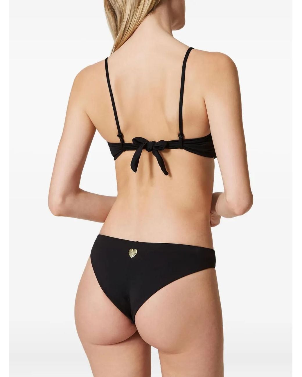 Twinset Black Rhinestone-Embellished Bandeau Bikini Top