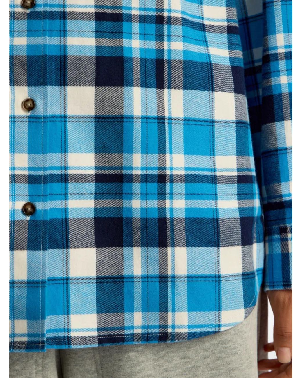 12 STOREEZ Geruit Flanellen Blouse in het Blue