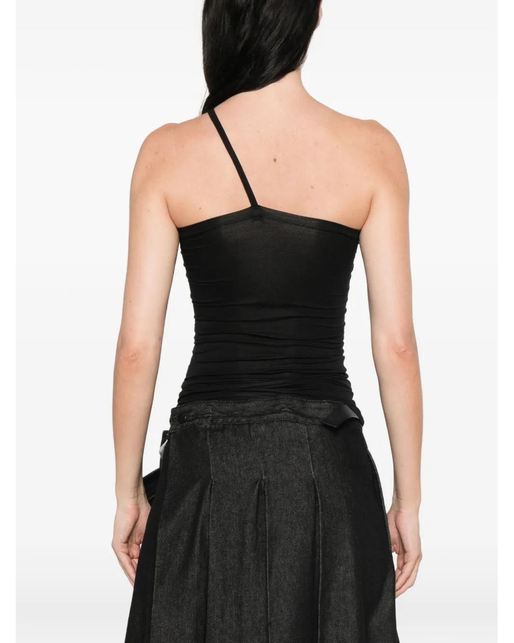 Baserange Black One-Shoulder Sleeveless Top