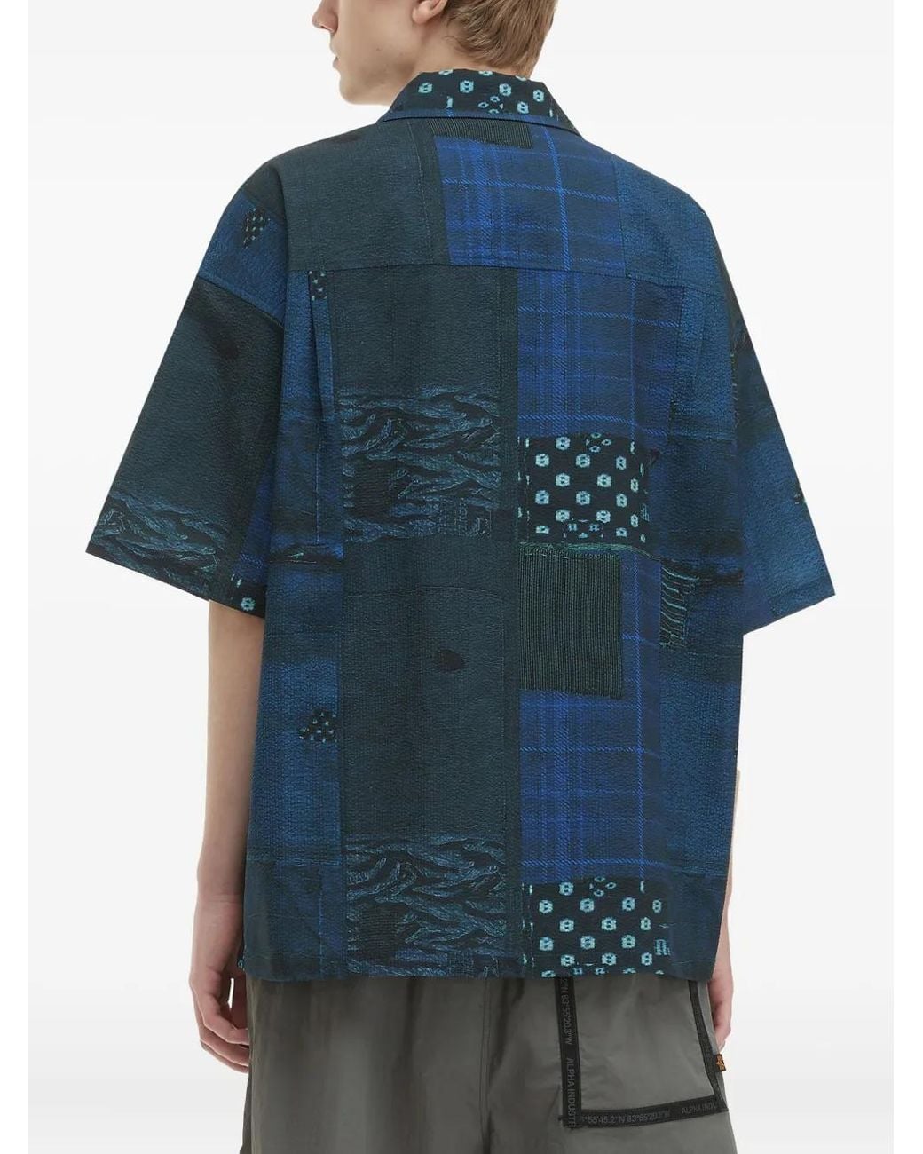 Alpha Industries Blue Patchwork-Pattern Panelled Shirt for men