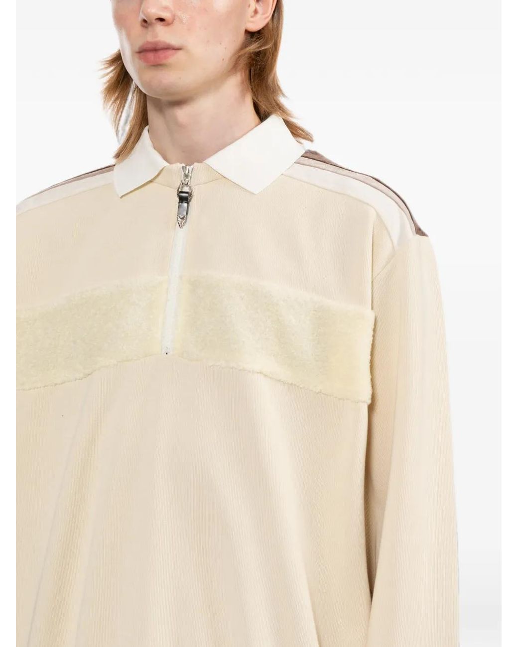 Toga Natural Panelled Zip-Up T-Shirt for men
