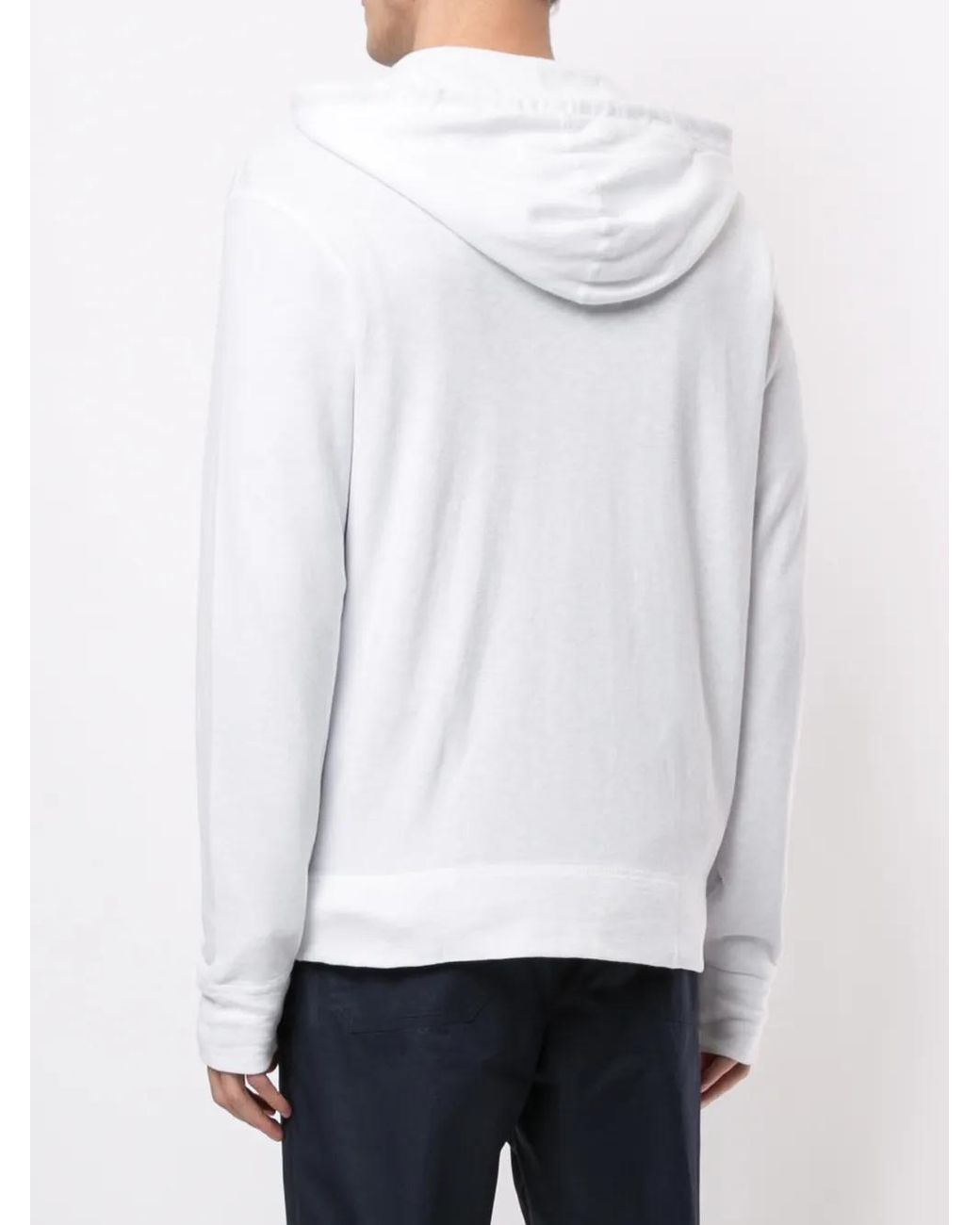 James Perse White Plain Zipped Hoodie for men