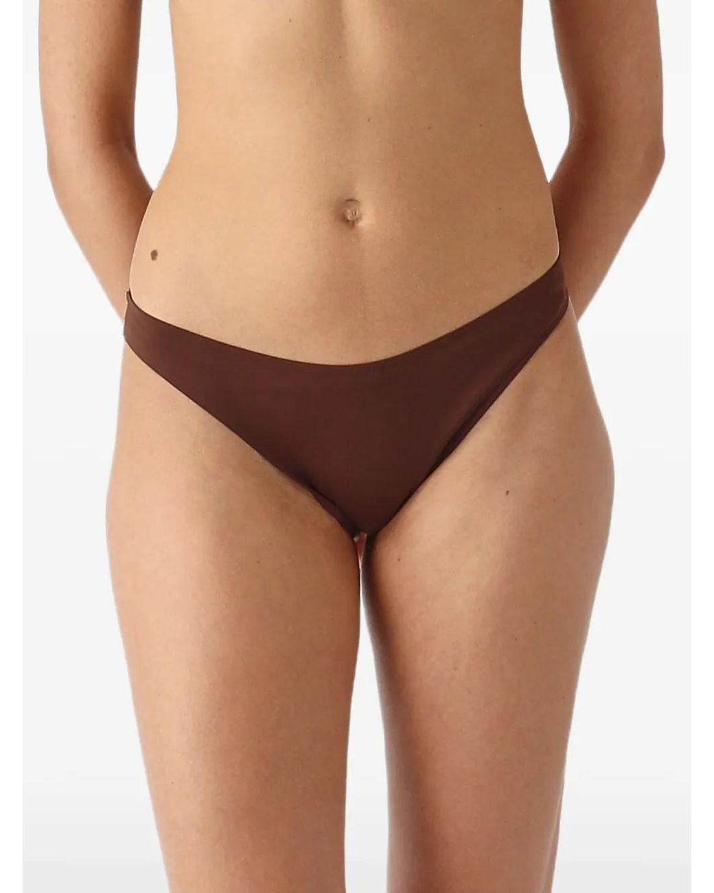 Mc2 Saint Barth Brown Reanna Logo-Plaque Bikini Bottoms