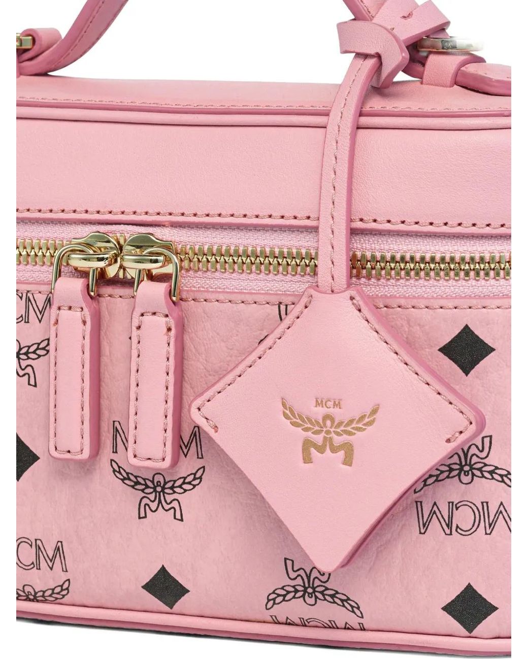 MCM Pink Aren Visetos Vanity Tote Bag
