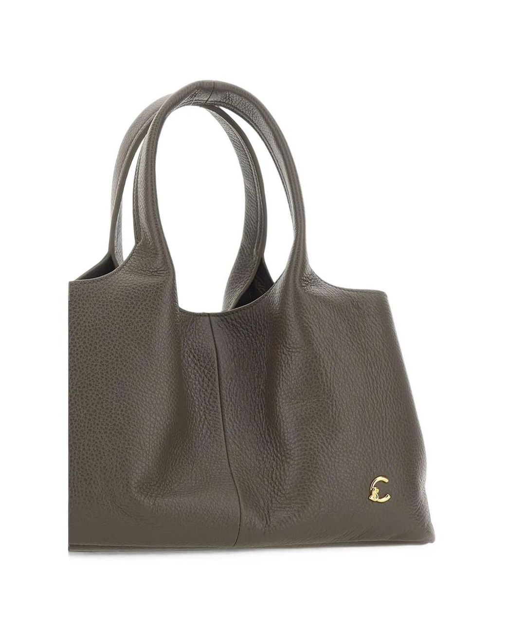 Coccinelle Gray Nell Medium Tumbled Leather Tote Bag