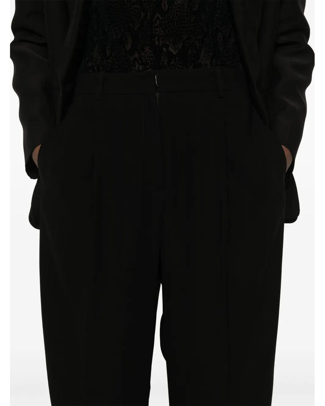 A.M.G Black Pleat-Detailed Trousers