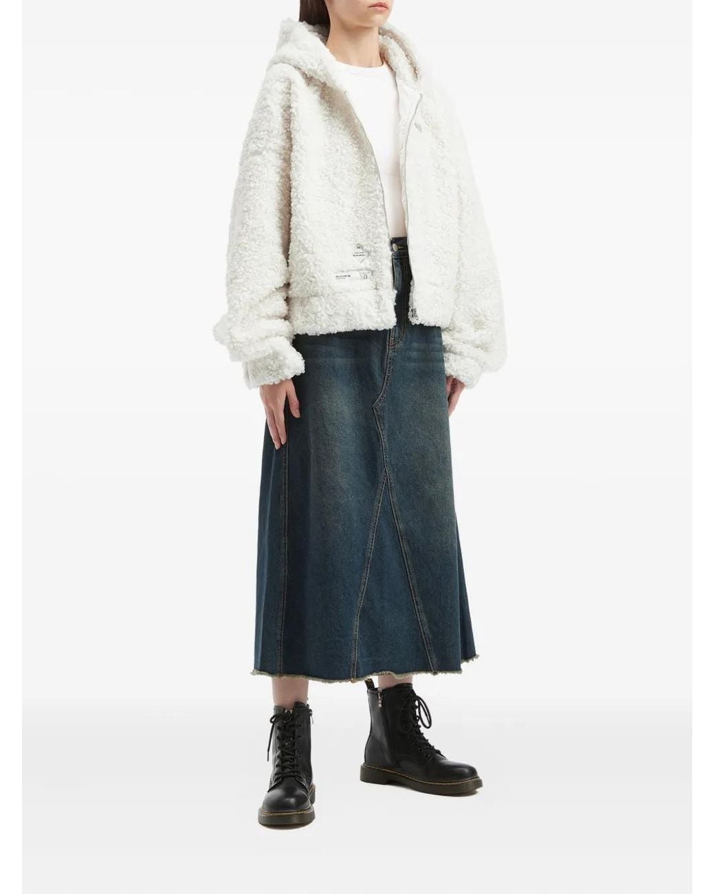 Musium Div. White Hooded Zip Jacket
