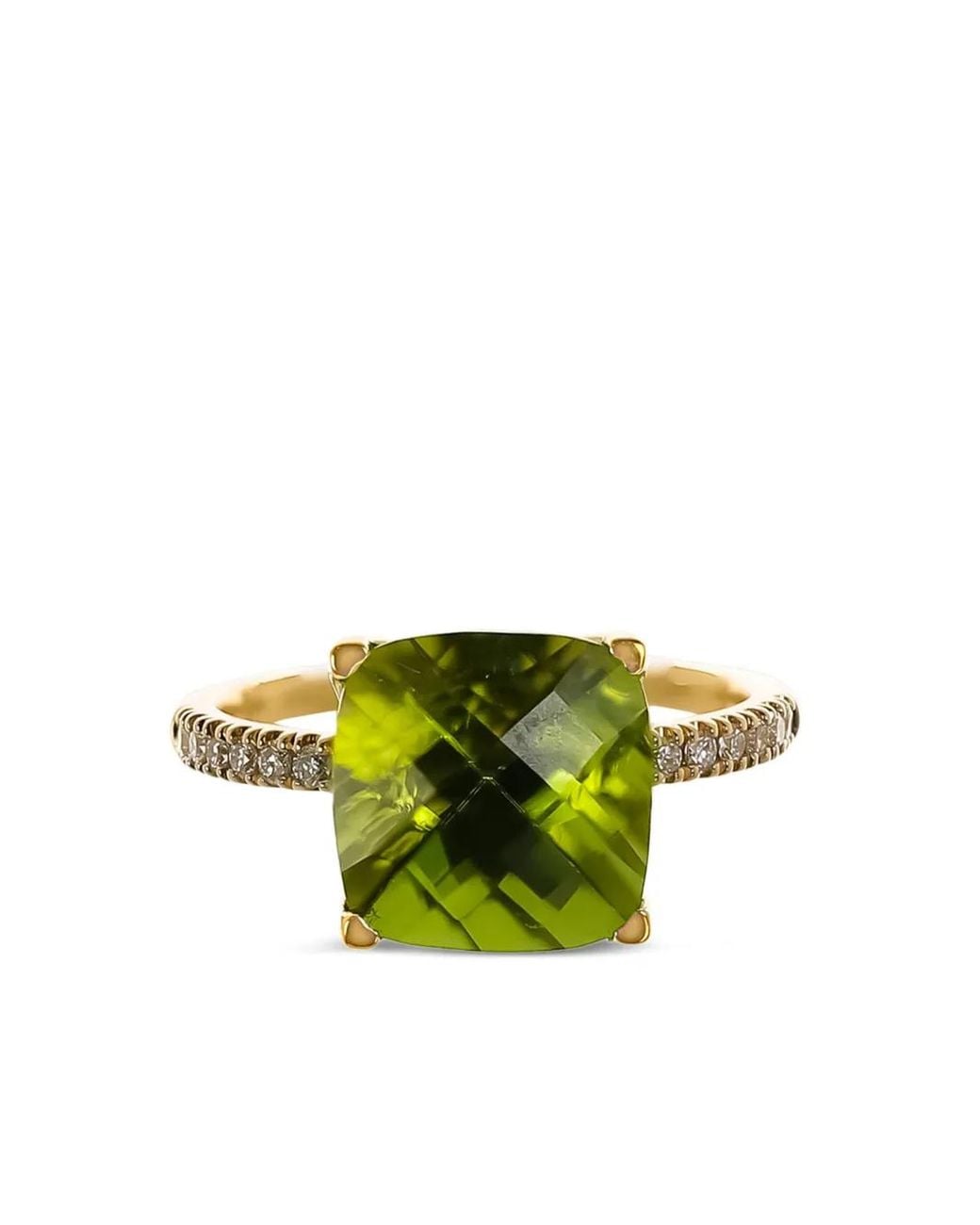 Lisa Nik Yellow 18Kt Cushion-Cut Peridot Ring
