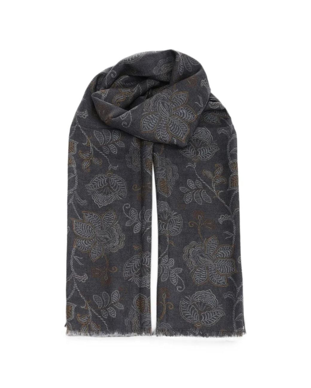 Al Duca D'aosta Gray Floral-Print Scarf for men
