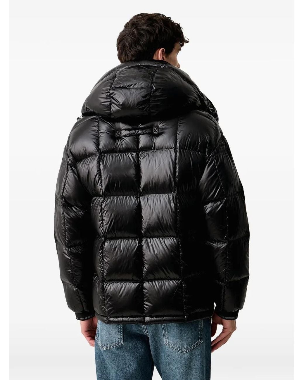 ARMANI EXCHANGE Black Quilted Hooded Jacket for men