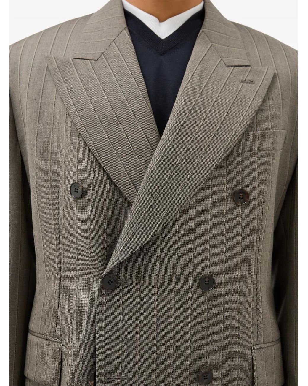 Versace Gray Pinstripe Wool Boxy Blazer for men