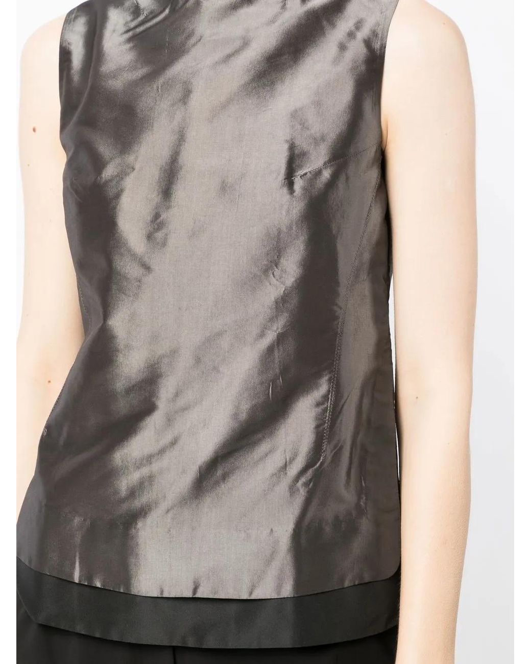Shiatzy Chen Gray Contrasting-Trim Detail Blouse