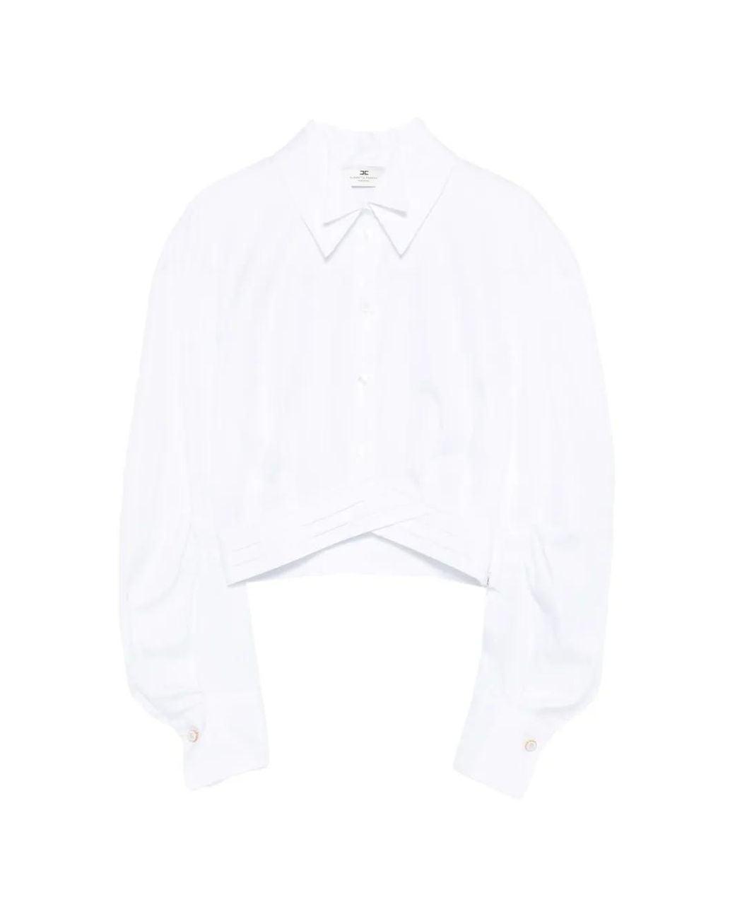 Elisabetta Franchi White Cotton Poplin Shirt With Waistband