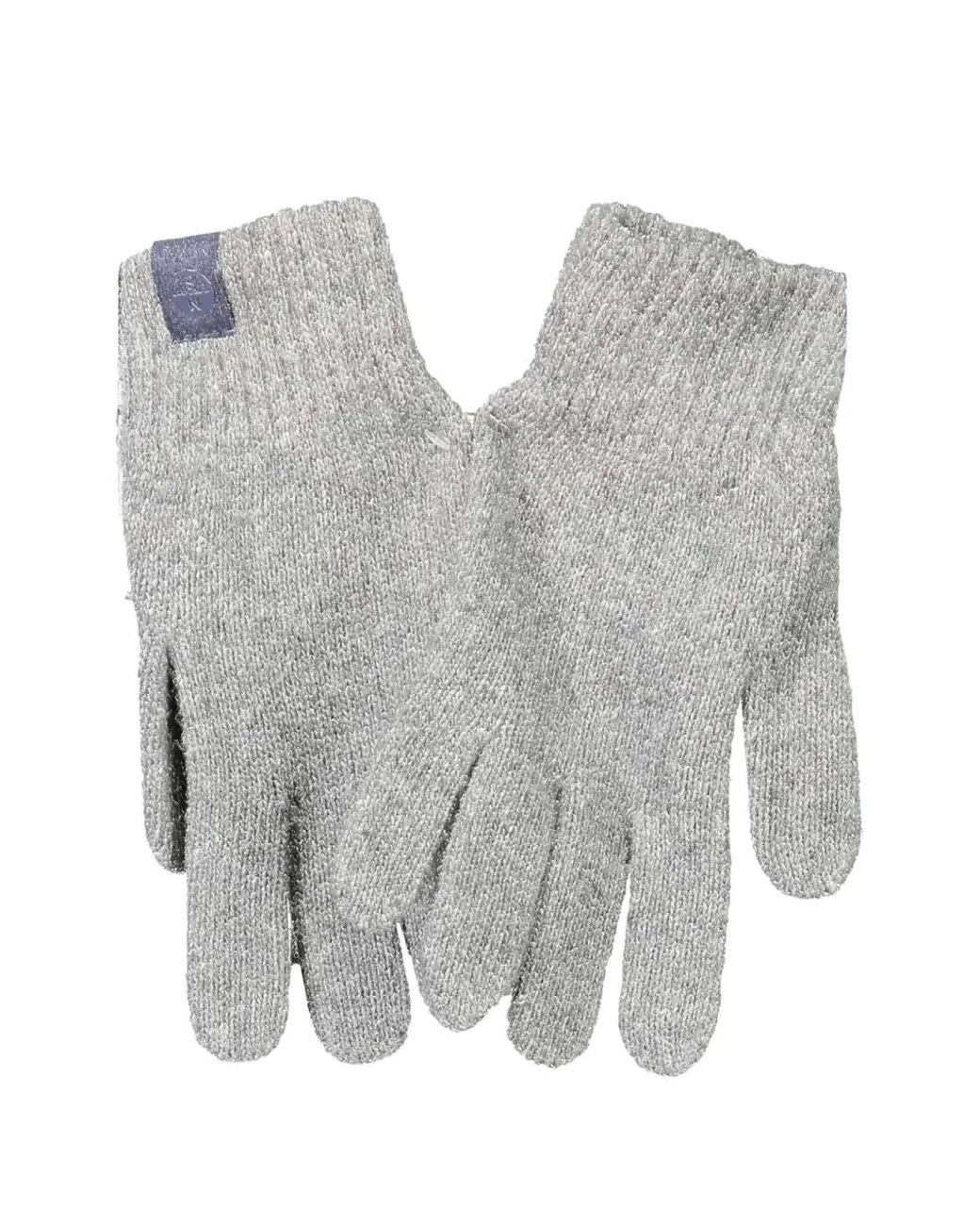 North Sails Gray Logo-Patch Knit Gloves for men