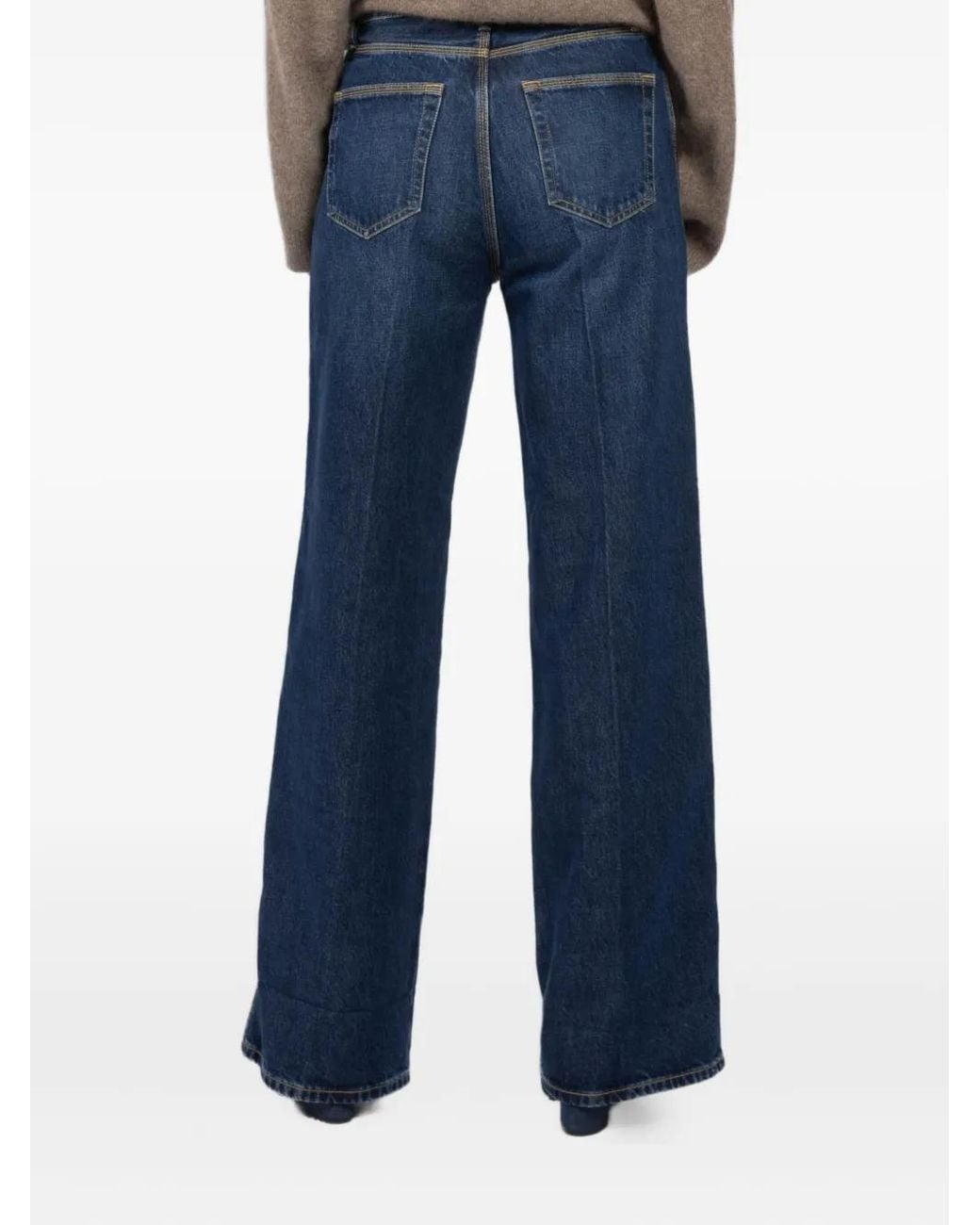 FRAME Blue Cuffed Five-Pocket Jeans