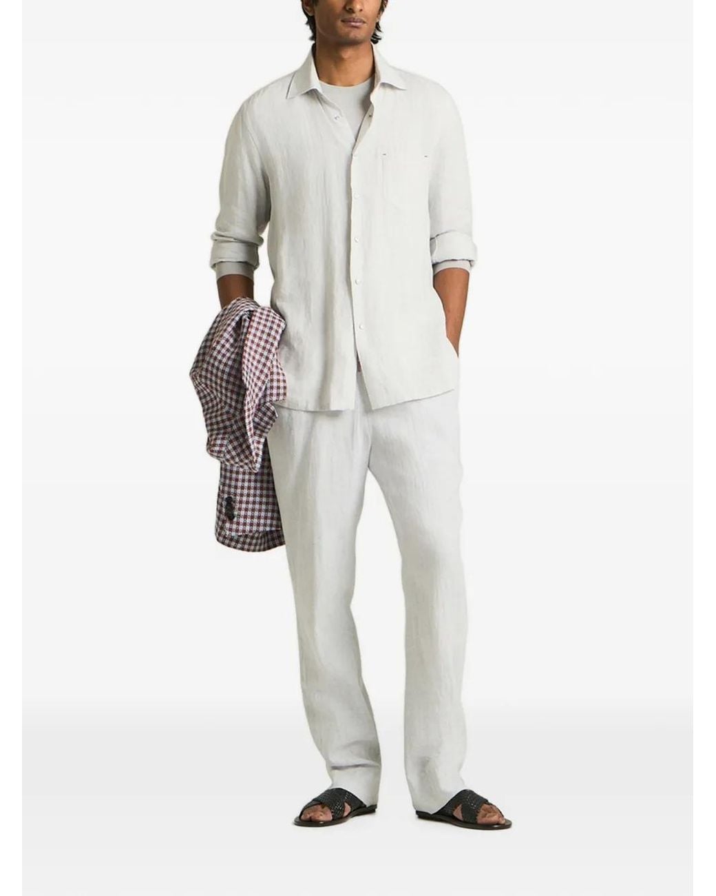Kiton White Drawstring Elasticated Trousers for men