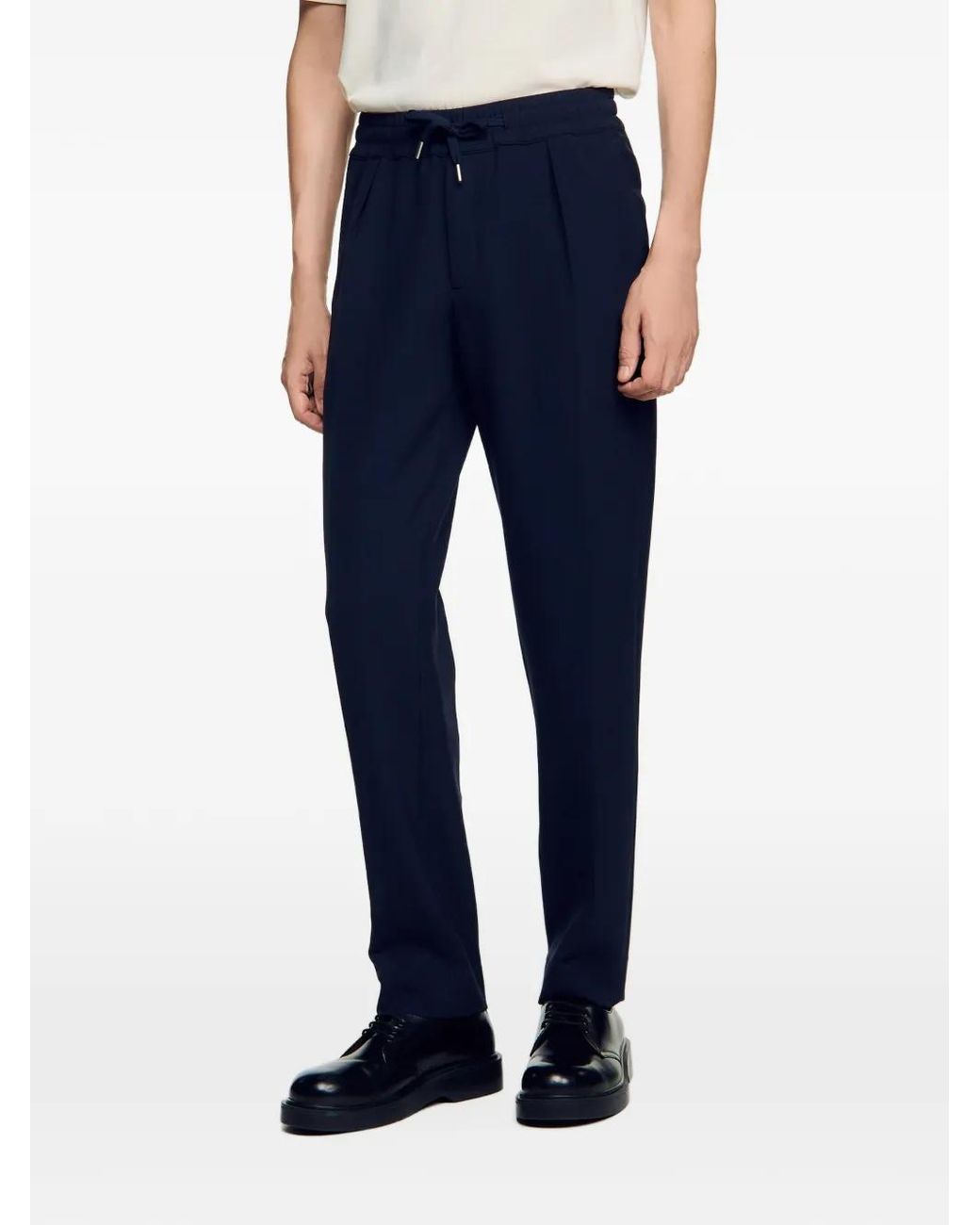 Sandro Blue Elasticated Straight-Leg Trousers for men