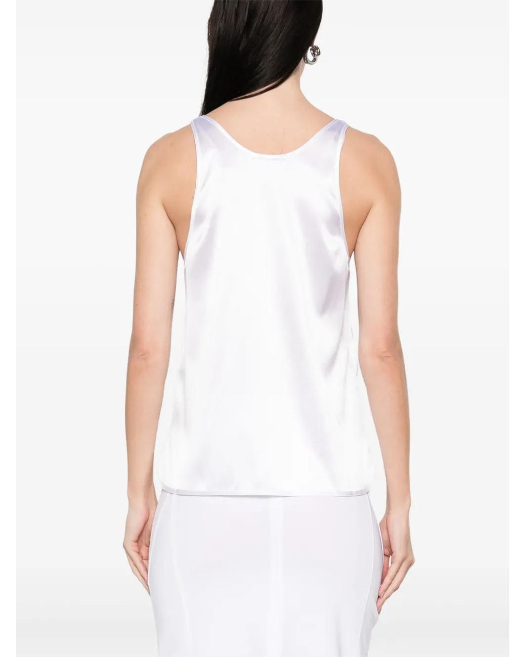 Pinko White Luxurious Silk Blend T-Shirt