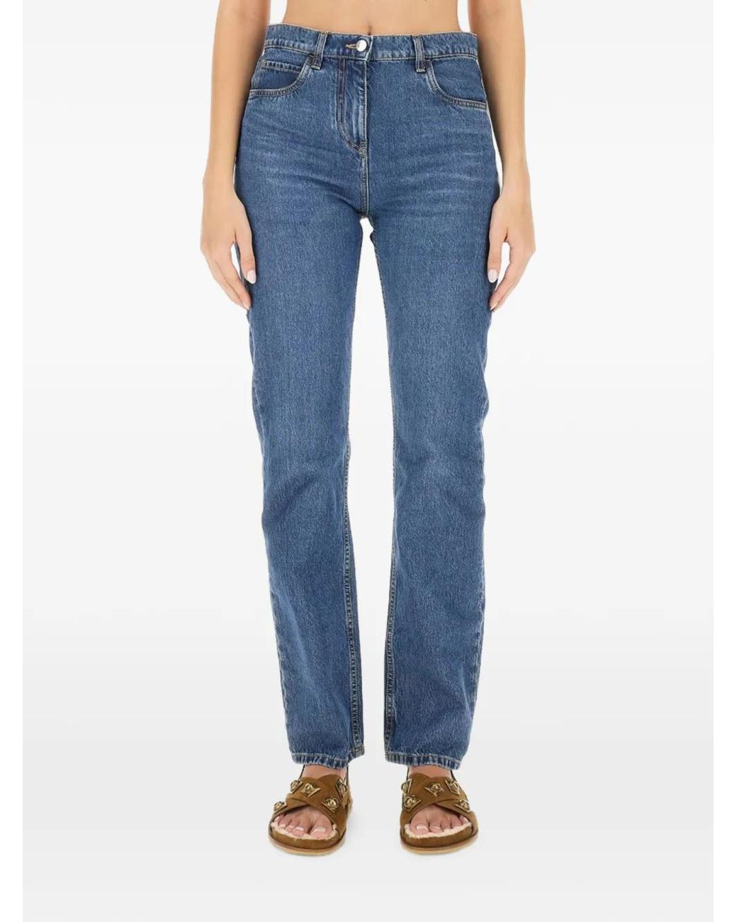 Etro Blue Flower-Embroidered Jeans